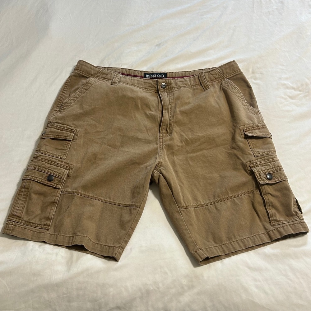 Iron Co‎ Mens Cargo Shorts Size 40 Tobacco Brown Cotton Utility Multi-Pocket